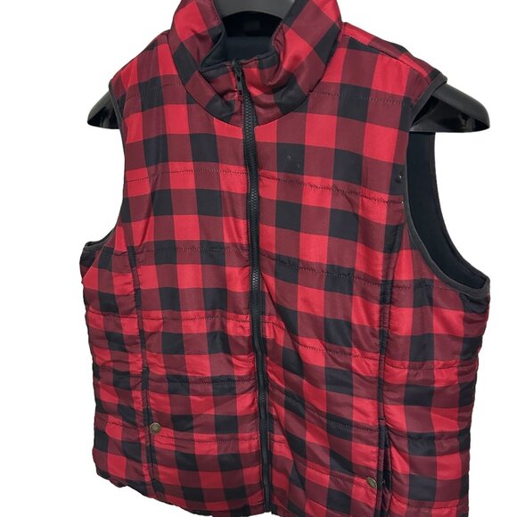 Lincoln Outfitters Reversable Puffer Vest Mens Size Large Checkered Full Zip - Picture 2 of 6